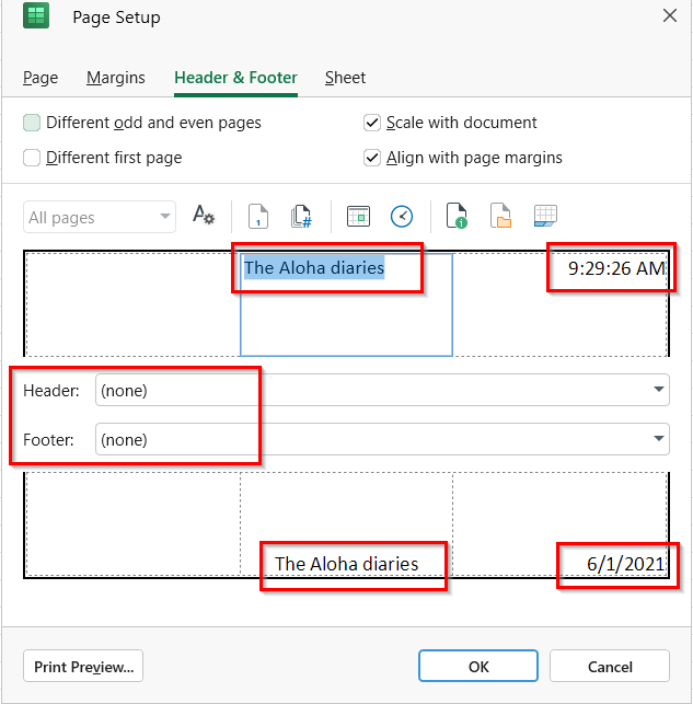 Clear existing header and footer in Sheets OfficeSuite